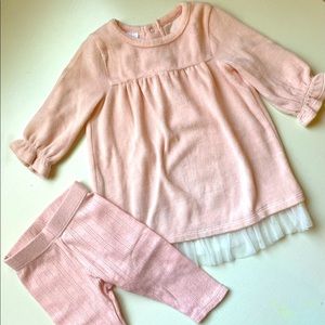 Nordstrom baby super soft pink velvet dress w/ leggings sz 3 mo